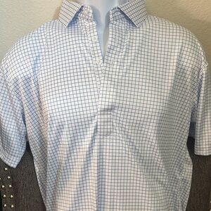Stylish White and Blue Grid Pattern Shirt